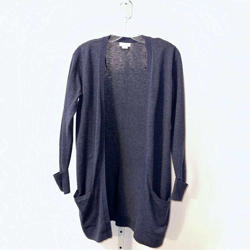Fat Face Blue Cardigan Sweater With Pockets Wool Cashmere Knit Blend Size 2